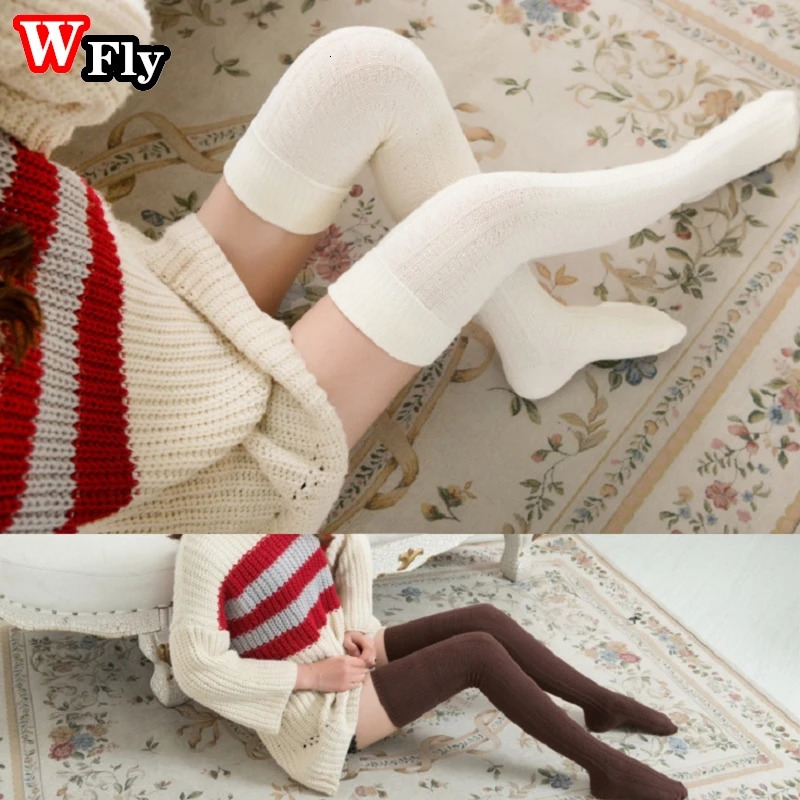 Japanese Harajuku women Girl cotton stockings Thigh socks Lolita JK Twist pattern Autumn winter over Knee socks Vintage stocking 260924