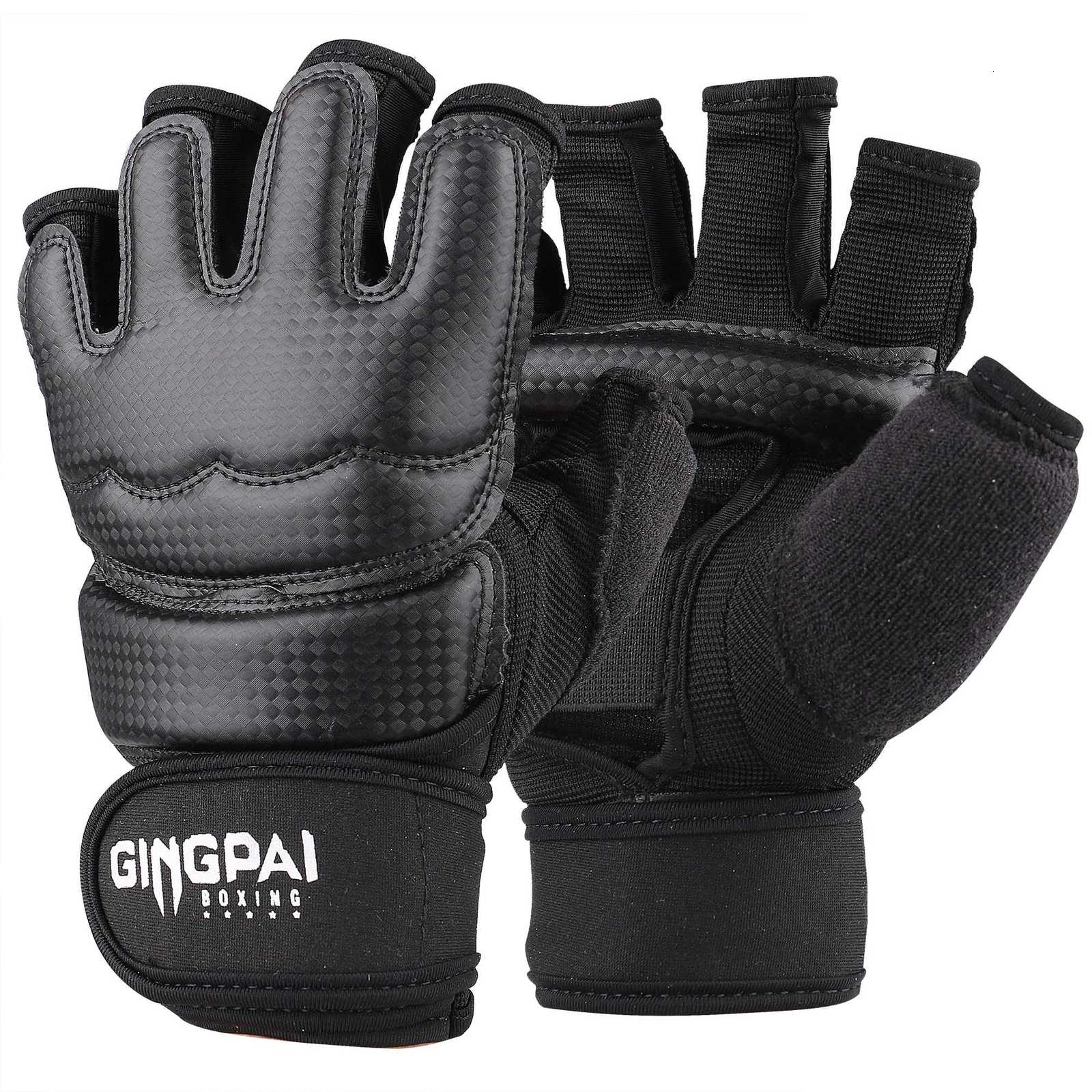 Protective Gear PU Half Finger Taekwondo Gloves TKD Protector Fighting Mitts MMA Gloves Karate Hands Protector Boxing Gloves Black Color Q260923