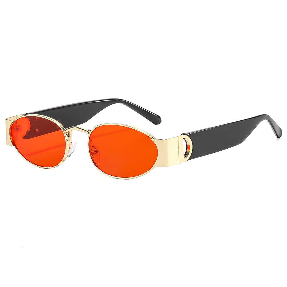 Vintage Brand Designer Sunglasses Retro Metal Oval Frame Personality 2026 New Fashion Modern Trendy Street Style Sunglasses For Men And Women High-E
