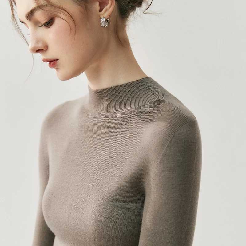 Women's Sweaters CHICUU Women 100% Wool Sweater Machine Washable Mock Neck Pullover 18-Thread Worsted Cashmere Knitwear Autumn Winter Clothes H