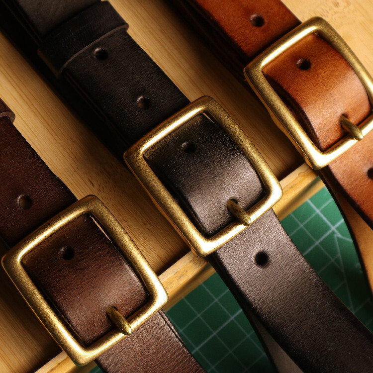 Women's genuine leather with brass rectangular buckle, American retro style, top layer pure cowhide, versatile casual jeans belt