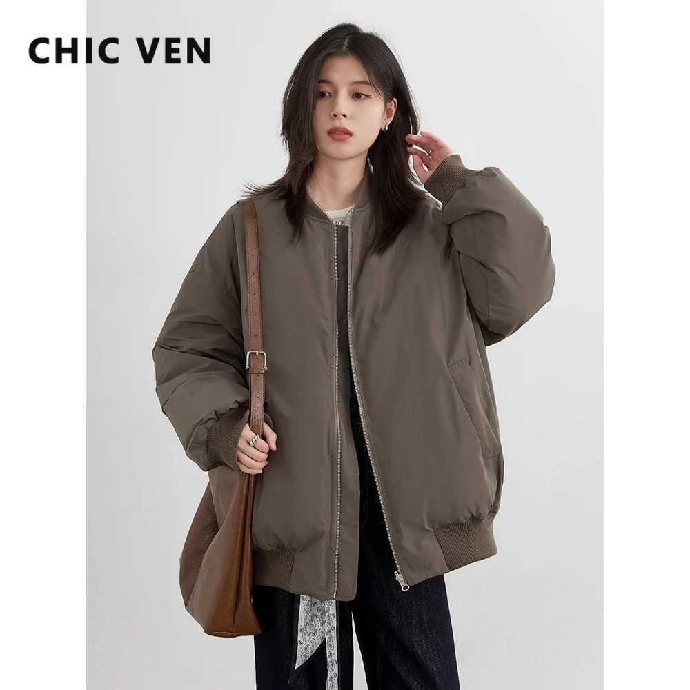 CHIC VEN New Women Down Coats Retro Loose Casual Double-sided Reversible Warm 90 White Duck Down Jacket Autumn Winter 2025 Z260924