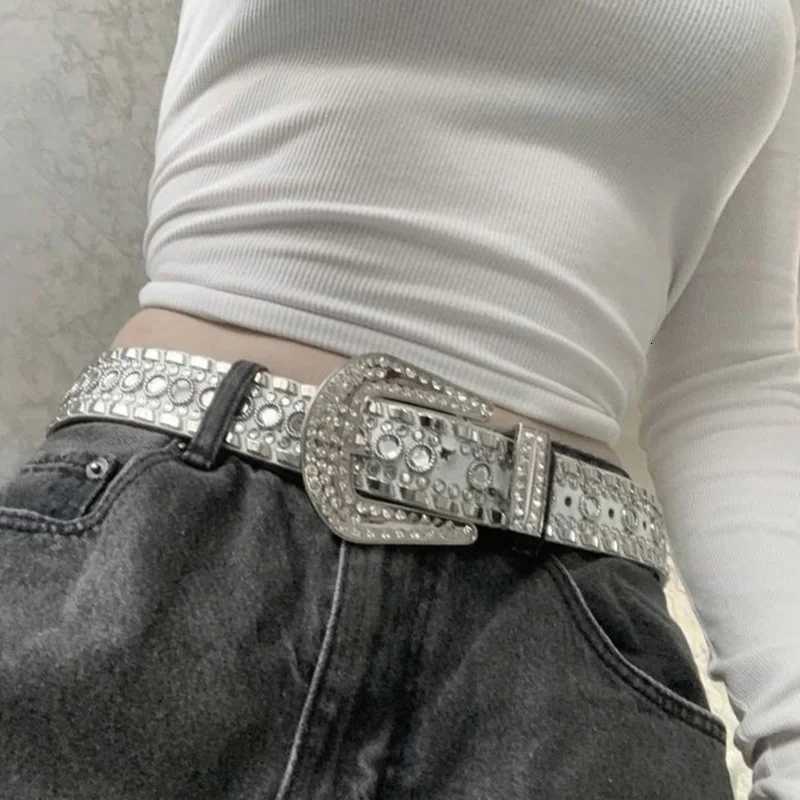 Rhinestone Belts Y2K Punk Gothic Wide Waist Belt Women Retro Streetwear Corset Belt for Jeans Trousers Fashion Shining Accessories N260923