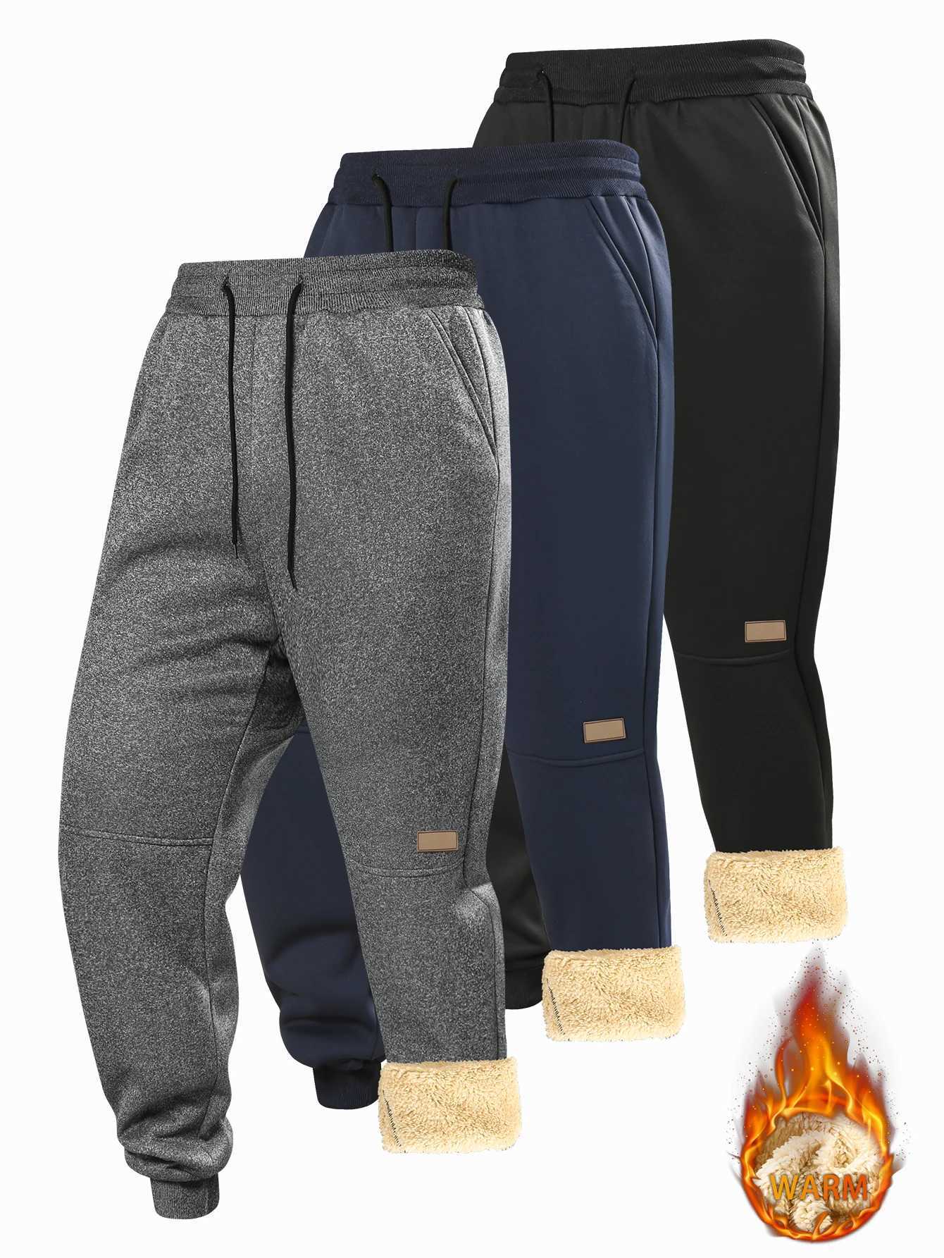 Men's Pants Pants for men in autumn and winter thickened with fleece for outerwear casual pants warm lamb wool sports sweatpants H260924