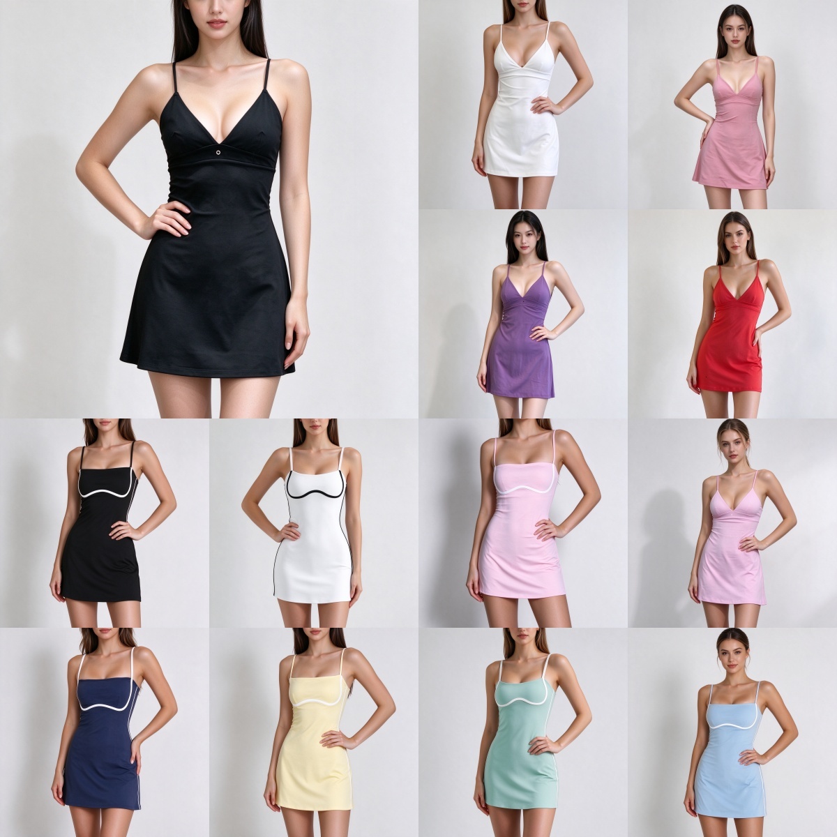 Y2K Black Mini Dress Spaghetti Strap Square Neck Bodycon Dress Streetwear Summer Outfit for Women