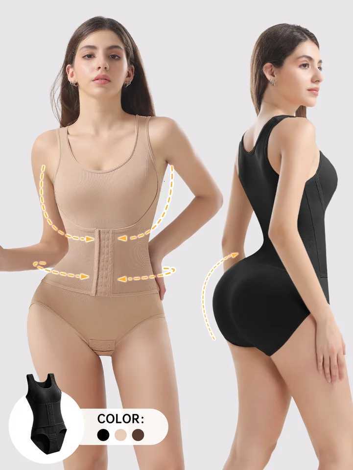 Shapers Female Body Women's Shape Slim Corset Bodysuit Shapewear with Zipper Belt Tummy Control Waist Women Slimming Modeling Straps J260923