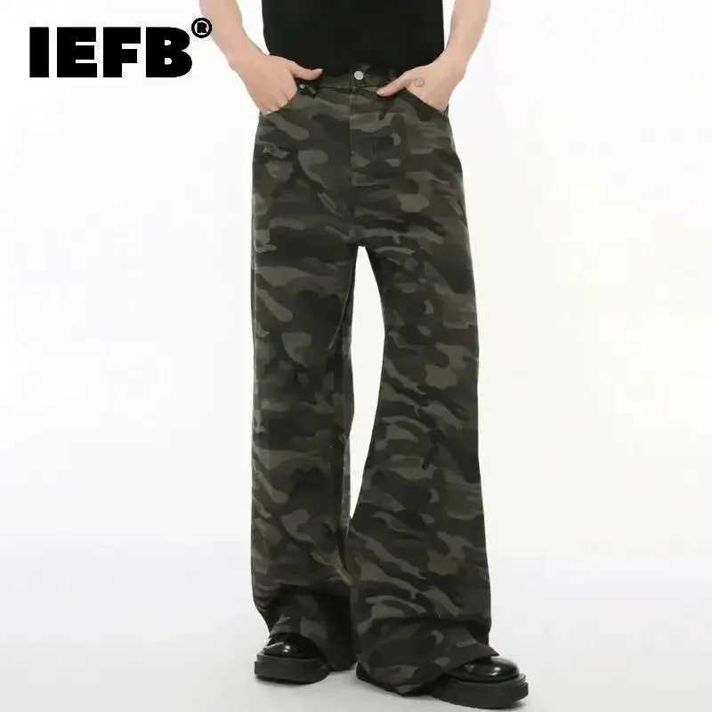 IEFB Vintage Camouflage Men's Jeans Fashion Washed Casual Wide Leg Denim Pants Autumn Winter Loose Male Trousers Old Blue 9C354 S260924RVYL