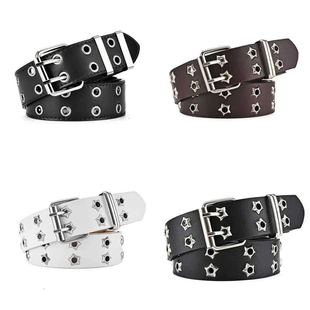 Women's Belt Large Belts Size Double Hole Men Belt Punk Hip Hop Rock Style Subculture Y2K Belt Punch Free Belt for Men and Women J260923