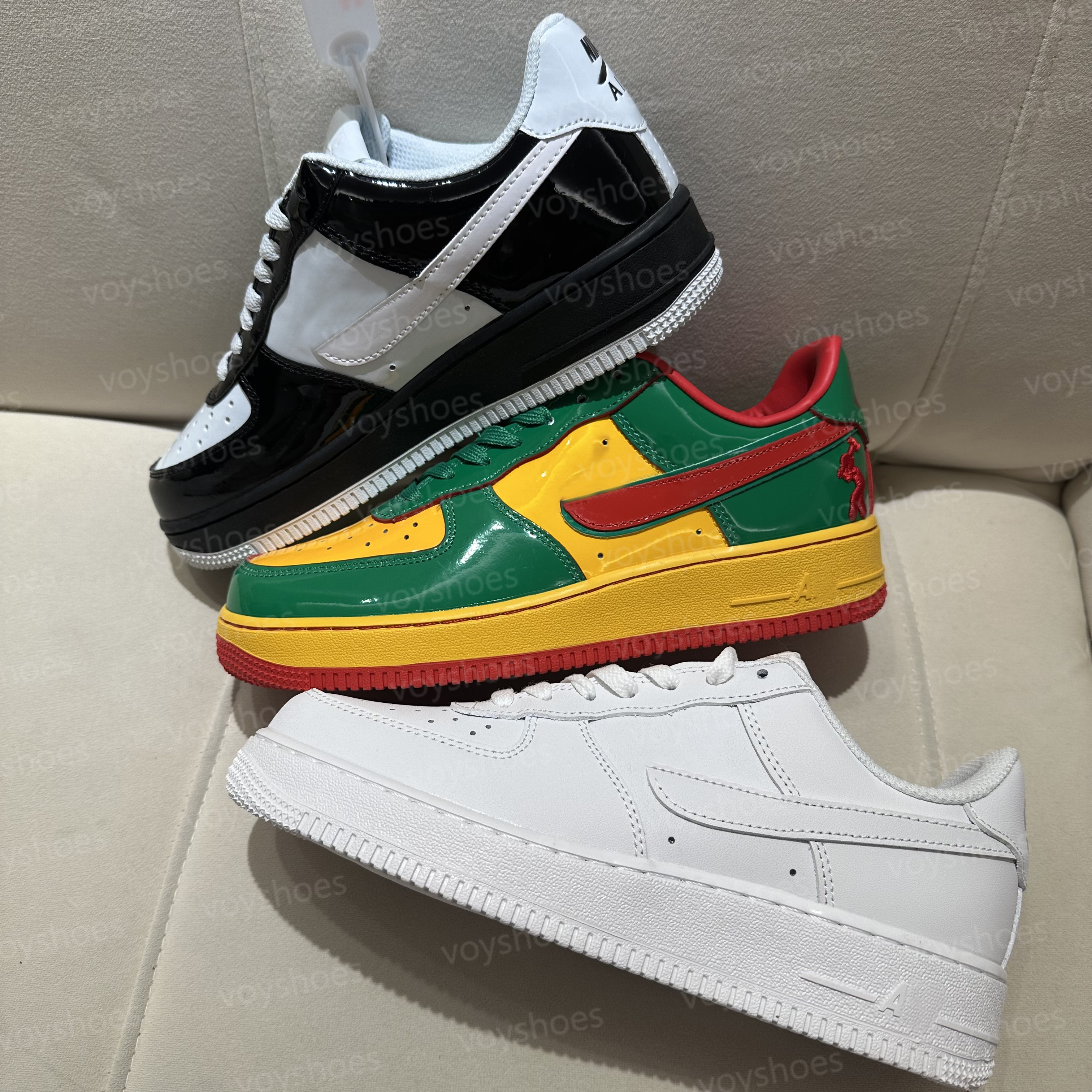 Triple White Force Cpfm Central Cee Patent Leathe Sneakers Casual Shoes Men Women Shoes Trainer Cushion Running Shoes Force Classic Retro Basketball