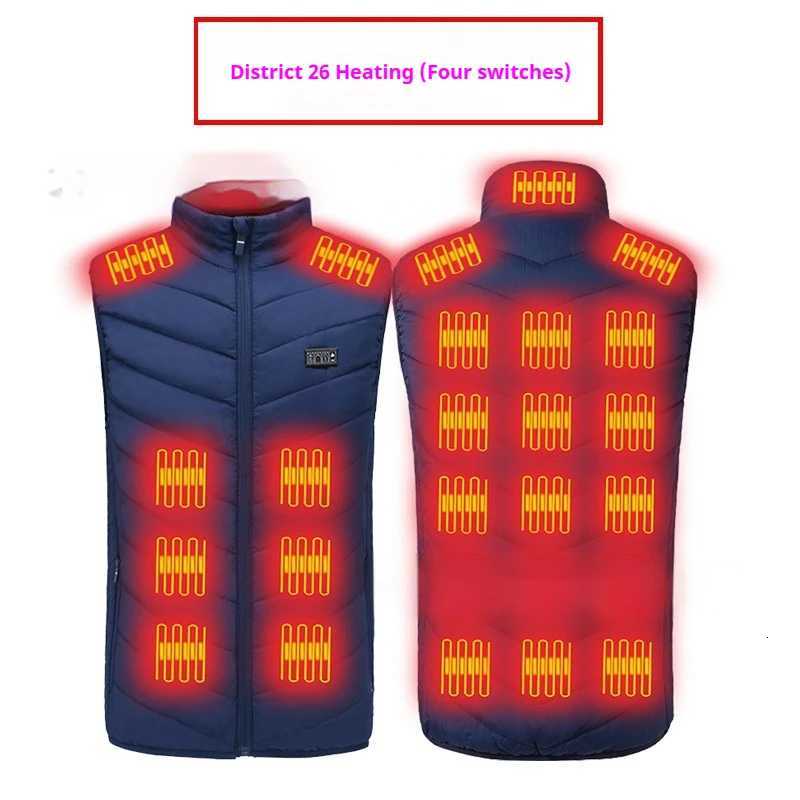 26 Outdoor Jackets Zone Hoodies Electric Heated Vest for Men Women USB Rechargeable Heating Jacket Outdoor Winter Thermal Body Warmer for Skiing N26