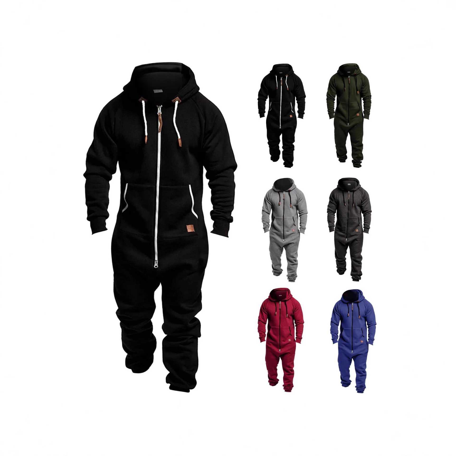 Mens Tracksuit Set Autumn Winter Zip Up Hooded Sweatshirt Pants Sportswear Casual Training Outfit Fleece Jogger T260924
