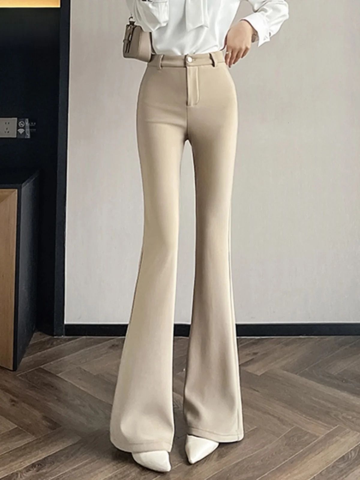 Slimming Flared Pants High Waist Elastic Suit Casual Spring Women's Sle Covering Meat Thin Long Trousers Casual Pants 260923