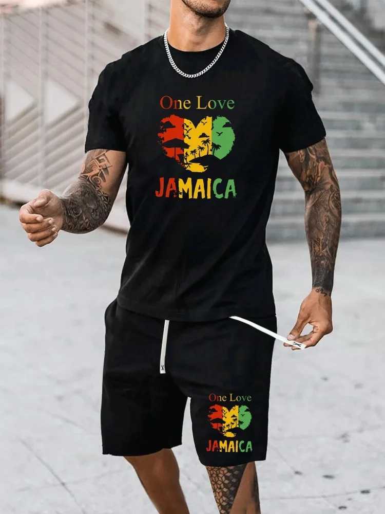 New Summer Daily Casual Men's T-shirt Outdoor Sports Men's Shorts One Love Monogram Printed Men's Short Sleeve Shorts Set T260924