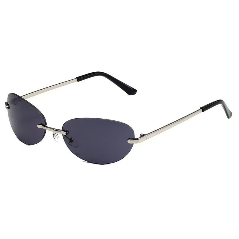 Vintage Brand Designer Sunglasses Y2k Metal Oval Mercury Retro American Style Millennium Hot Girl Women's Trendy Sunglasses High-End Designer S