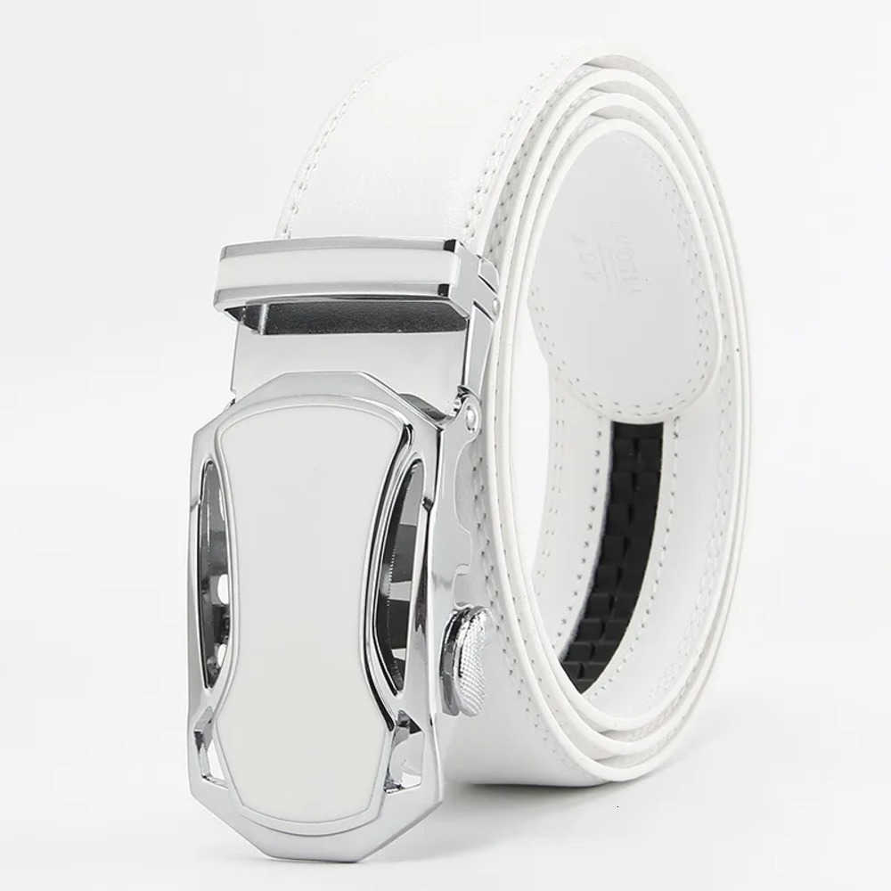 2025 White Color Belts Elegant Men Women Unisex Genuine Leather Belts Automatic Buckle Luxury Brand High Quality Belts Famous Business J260923