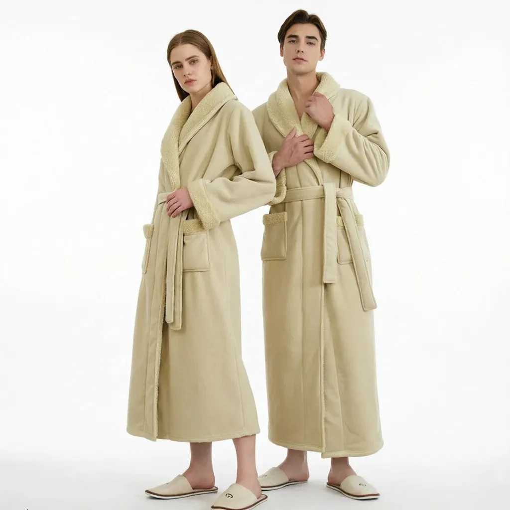 Sleep Lounge Donna Uomo Donna Inverno Caldo Accappatoio Lungo Accappatoio in pile Coppia Indumenti da notte Abito Uomo Pigiama in peluche ultra spes