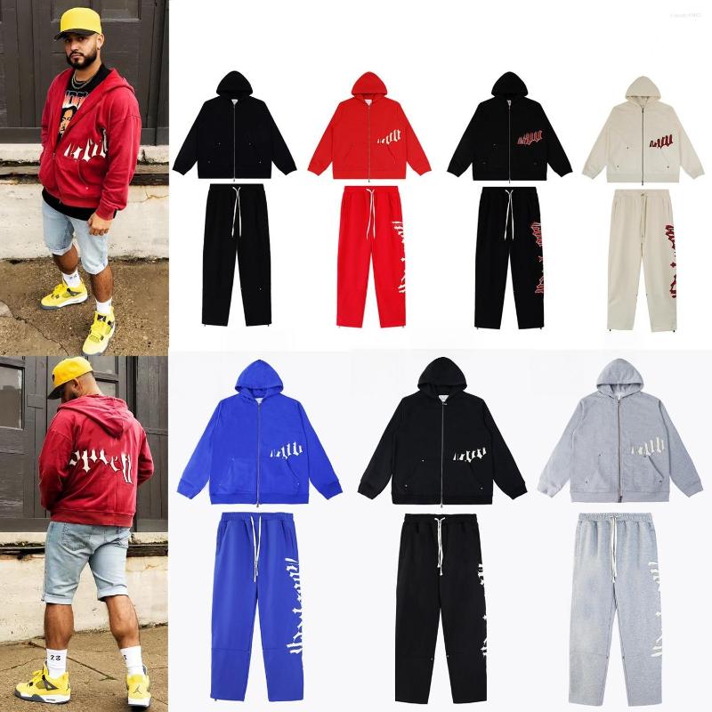 Men's Designer Letter Full-zip Hoodie American Hip Hop Fashion High Street Pullover Loose Fit Cardigan Hooded Sweatshirt