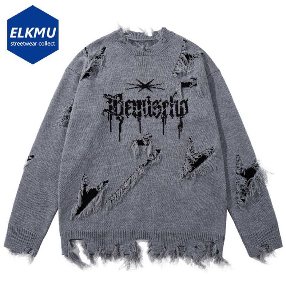 Ripped Men's Sweaters Tassel Sweaters Men Vintage Oversized Y2K Sweaters Knit Jumpers Streetwear Harajuku Hip Hop Sweater Knitwear C260923