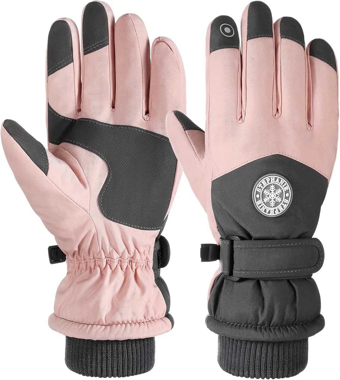 Ski Gloves Winter Snowboard Ski Gloves PU Leather Non-slip Touch Screen Waterproof Motorcycle Cycling Fleece Warm Riding Gloves Men Women Q260923
