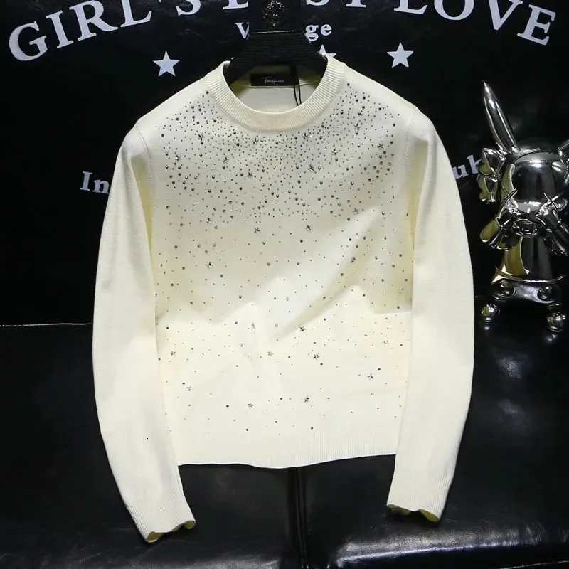 Sweaters Autumn Men's Winter Slim Fit Youth Personalized Sweater Bottoming Shirt Trendy Diamond Round Neck for Men C260923