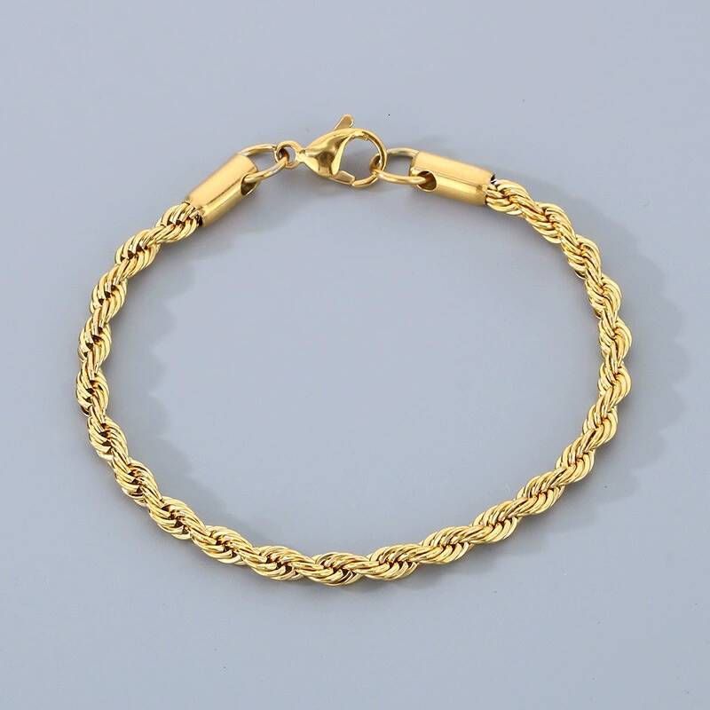 18k Gold Plated 925 Sterling Silver 4MM Chain Bracelets for Men Women Unisex Simple Charm Bracelet Wedding Party Gift 20cm 8in ddmysat
