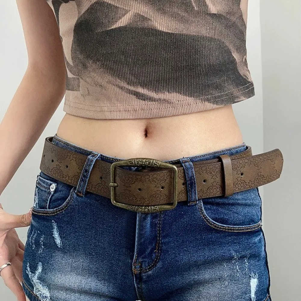 American Retro Belt Belts for Women 2024 New Brown Jeans with Versatile Korean Belt Instagram Fashion J260923
