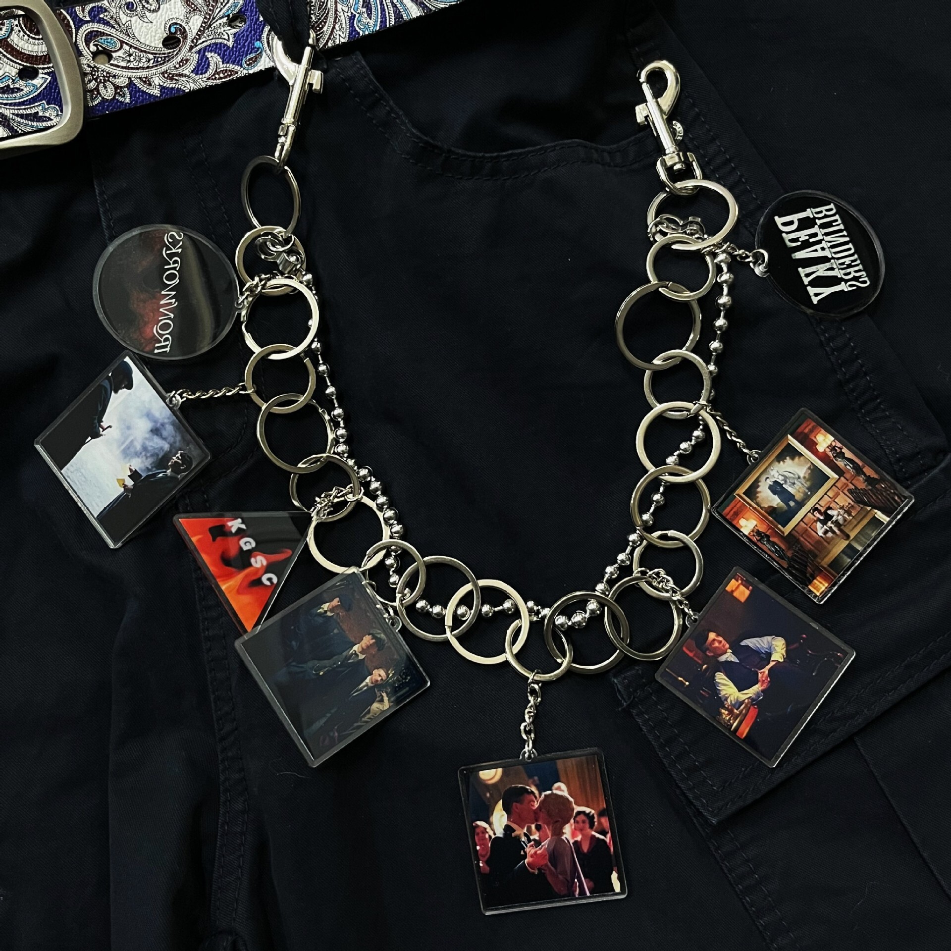 Elemento gangster assetato di sangue Pantaloni di nicchia hip-hop retrò americani originali Catena in vita punk vintage