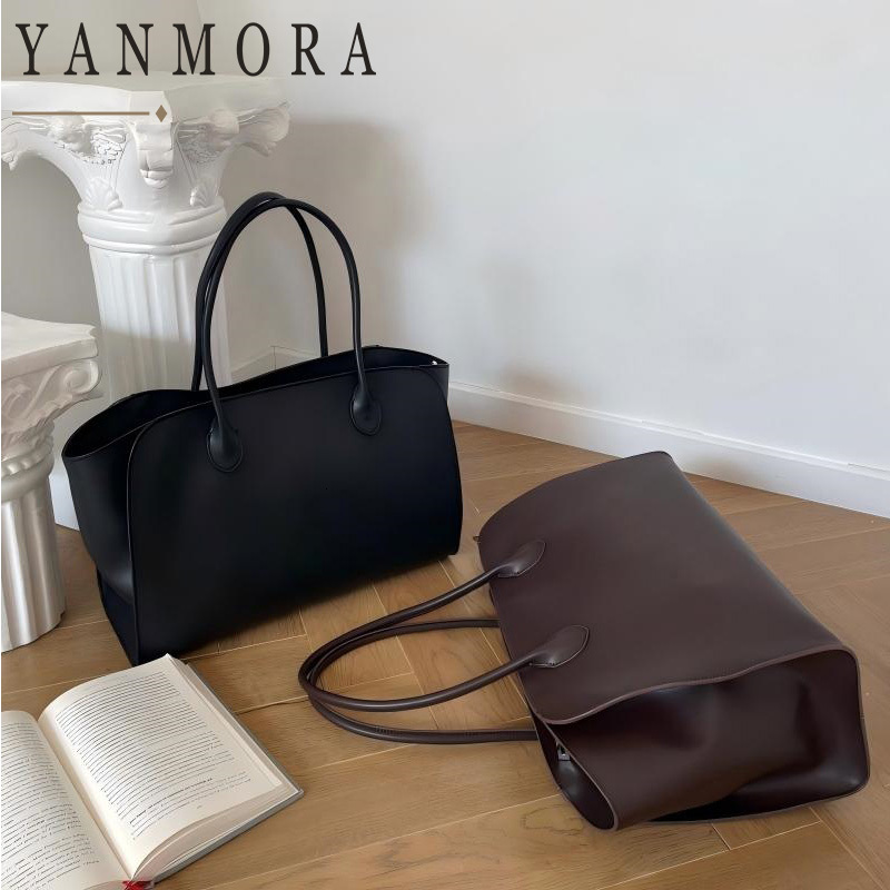 YANMORA Top Layer Cowhide Tote Underarm Shoulder Bag French Niche Minimalist Large Capacity 2026 New Black Handbag Gift For Her Suotong260924