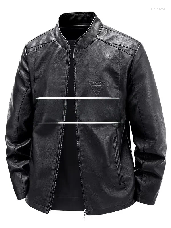 Ning Genuine Leather Jacket Men's Stand Collar Thickened Slim Fit Casual Trendy Motorcycle Clothes Outerwear