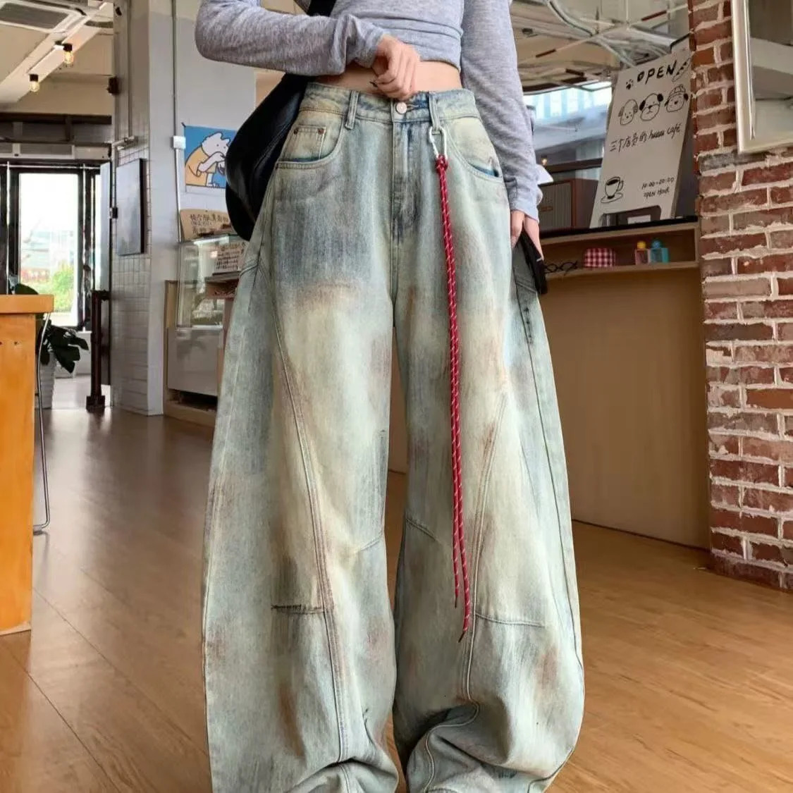 Women's Light Blue Y2k Baggy Jeans Harajuku Aesthetic Japanese Style Denim Trousers Vintage Cargo Pants Trashy Clothes 260922