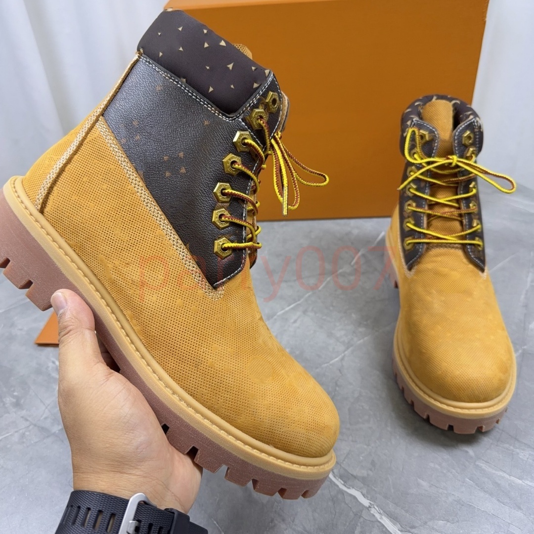 Stivali in pelle di tela monogramma di lusso di design Stivaletti alla caviglia in pelle scamosciata premium unisex Scarpe da lavoro all'aperto Occh