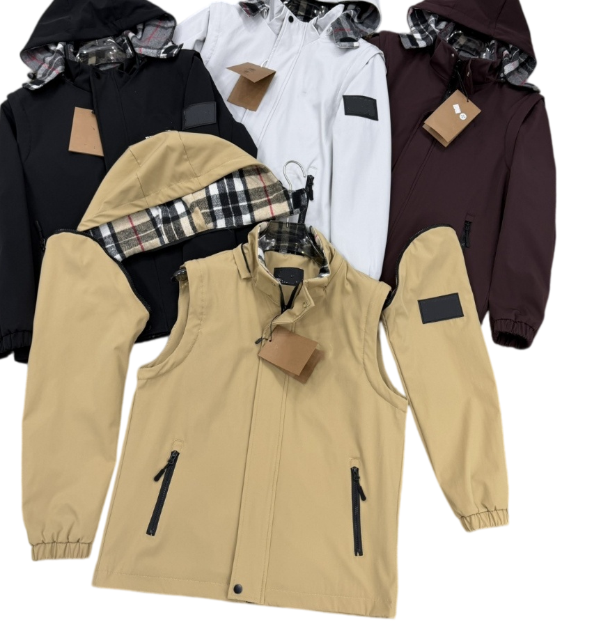 Luxury Brand Mens Hooded Jacket Spring/Autumn New Style Detachable Sleeve Coats Detachable Hat Jackets Trendy Casual Couple Versatile One Piece Mult