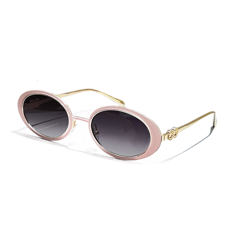 Brand Luxury Designer Sunglasses High-End Stylish Sunglasses Women, New Korean Version, Oval Small Frame Metal Sunglasses, Unique Street Style Glass