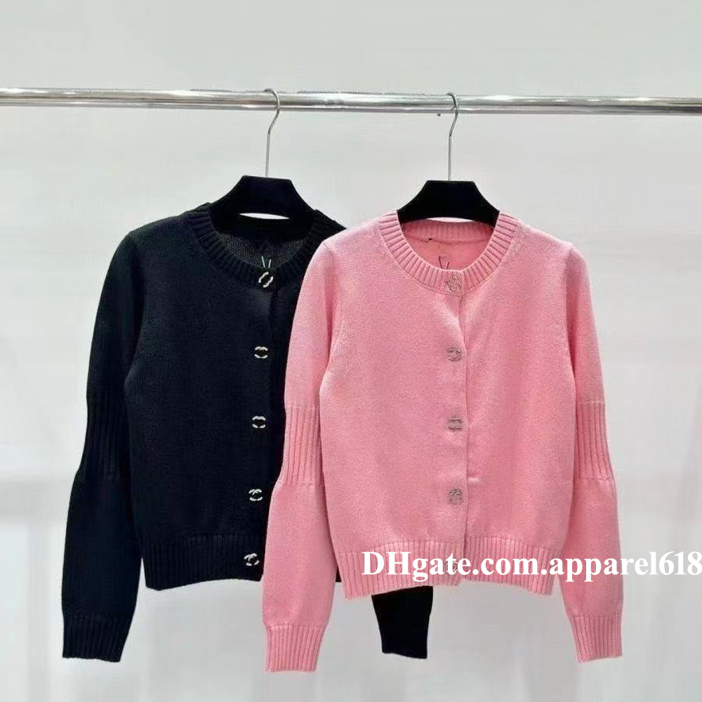 womens cardigan sweater designer knit short cropped sweaters long sleeve button down crewneck spring fall clothes knitted outerwear black pink knitw