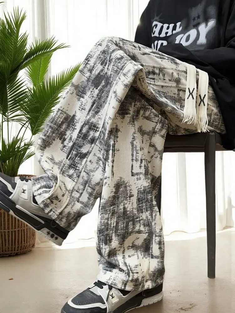Men's Pants 2025 New Chinese-style Spring and Summer American High Street Casual Men Tie-Dye Loose Straight Pants D260924