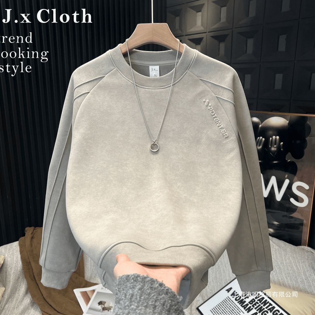 Luxurious Designer's 2025 Autumn-winter New Trend Men's Long-sleeved Hoodie, Fashionable And Versatile, Tie-dye Round-neck Casual Lettered