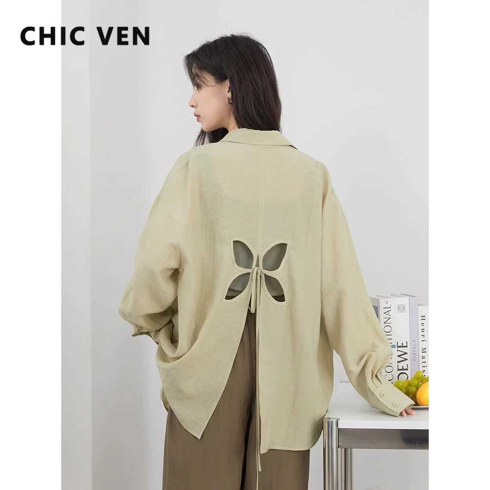 CHIC VEN Women Long Sleeve Shirts Solid Loose Casual New Style Design Back Hollow Out Shirt Female Blouse Spring Summer 2026 Z260924