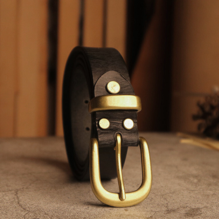 Vintage Artistic Commuting Genuine Leather Top Layer Pure Cowhide Copper Buckle Women's Jeans Belt Versatile Trendy Ins