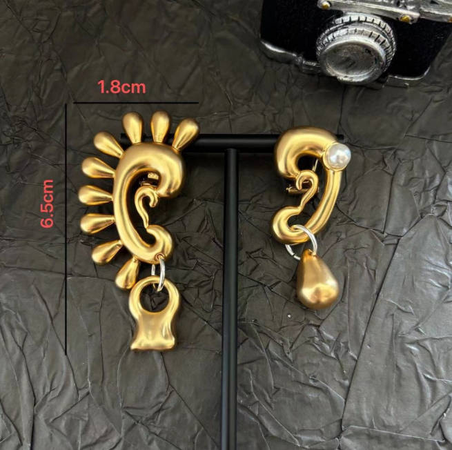 Designer Good quality Real Silver Plated Brass Schiaparelli Ears Pearl Stud Drop Earrings Jewelries Stamp Letter Gift SCHE052B115