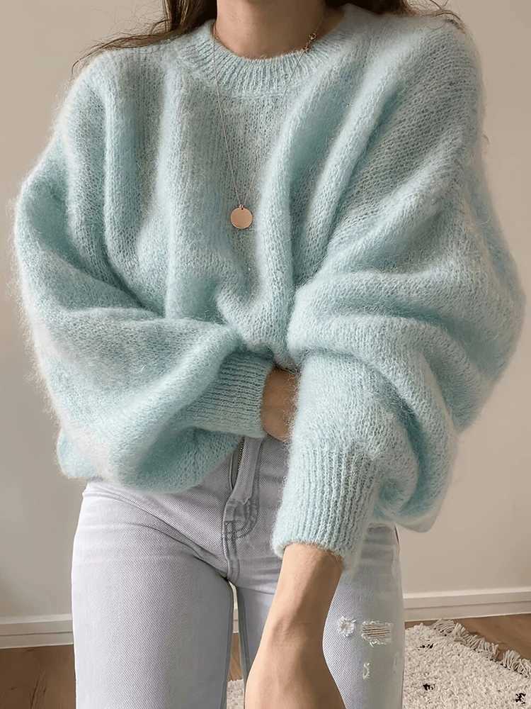 Women's Sweaters Autumn Winter New Crochet Pullovers Fashion O-neck Long Sleeve Solid Color Sweater Elgant Women's Casual Loose Commute Ju