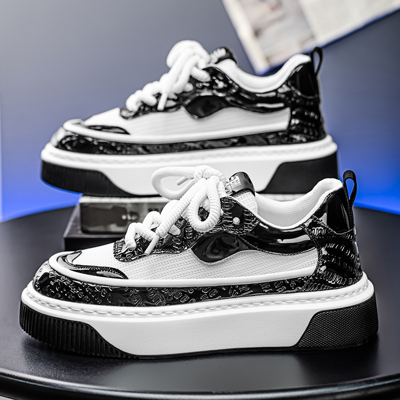 TikTok Kuaishou 24 New Leather Soft Sole Autumn Winter Shoes Internet Celebrity Men's Sports Casual Sneakers Trendy Brand