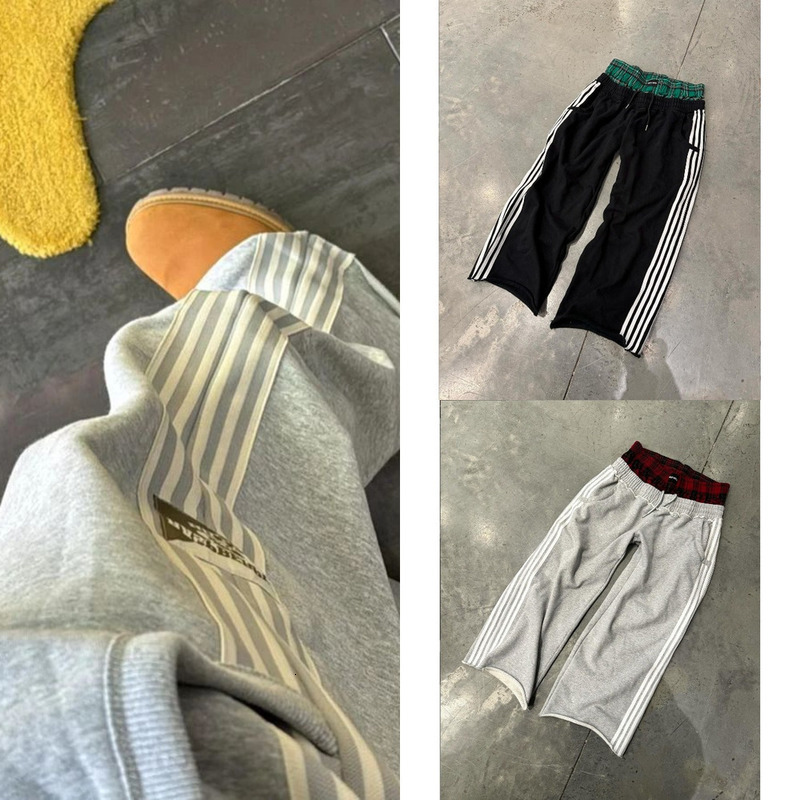 Pants Men Women Streetwear Sweatpants Y2K Retro Fashion Side Striped Straight-leg pants Gothic Hip Hop High quality Baggy Casual Jogging Trousers te