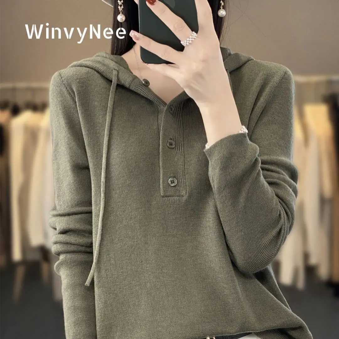 Women's Sweaters WinvyNee Women Spring Basic Knitted Hoodie Wool Pullovers Solid Loose Comfortable Sweater Soft Casual Fashion Outwear ZA104701