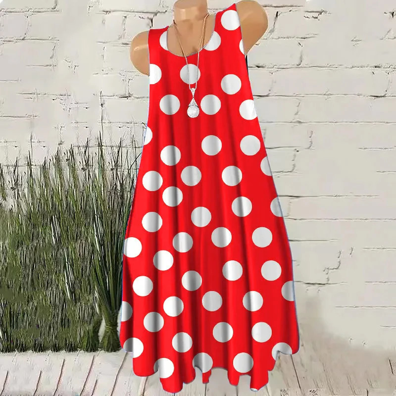 Round Dot Pattern Fashion Women Mini Dresses Summer Sleeveless 3D Printing Street Ladies Trend Dress 3XL Plus Size Casual Dress 260922