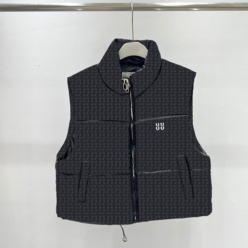 Full Letters Puffer Vests For Women Designer Stand Collar Padded Vest Coat Street Style Winter Warm Jackets