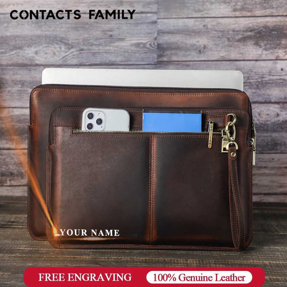 Briefcases Genuine Leather Laptop Sleeve Case For Macbook Air M1 M2 M3 M4 Pro 13 14 15 16 Inch Briefcase Dell HP Computer Cover Bag For Men H260923