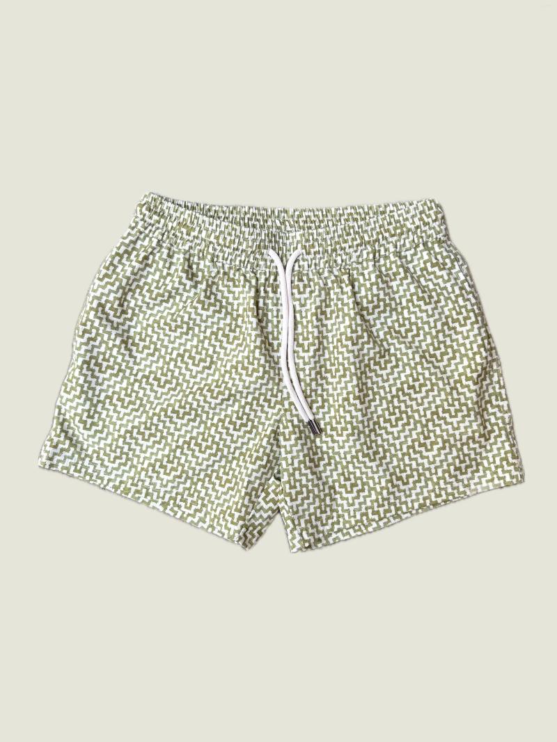 Men's Shorts High-end Men Comfort Casual Breathable Classic Pattern Elastic Waist Drawstring Summer Beach Vacation