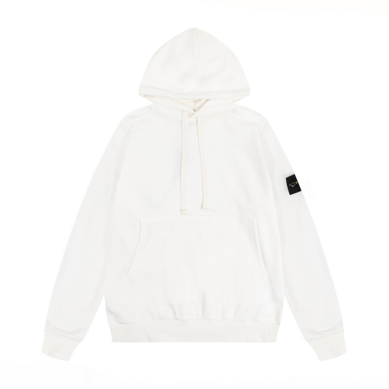 2026 Trendy Stone Shirt Fall/Winter Men's and Women's Hooded Solid Color Logo Sleeve BadgeZippered Sweatshirt Coat Trendy