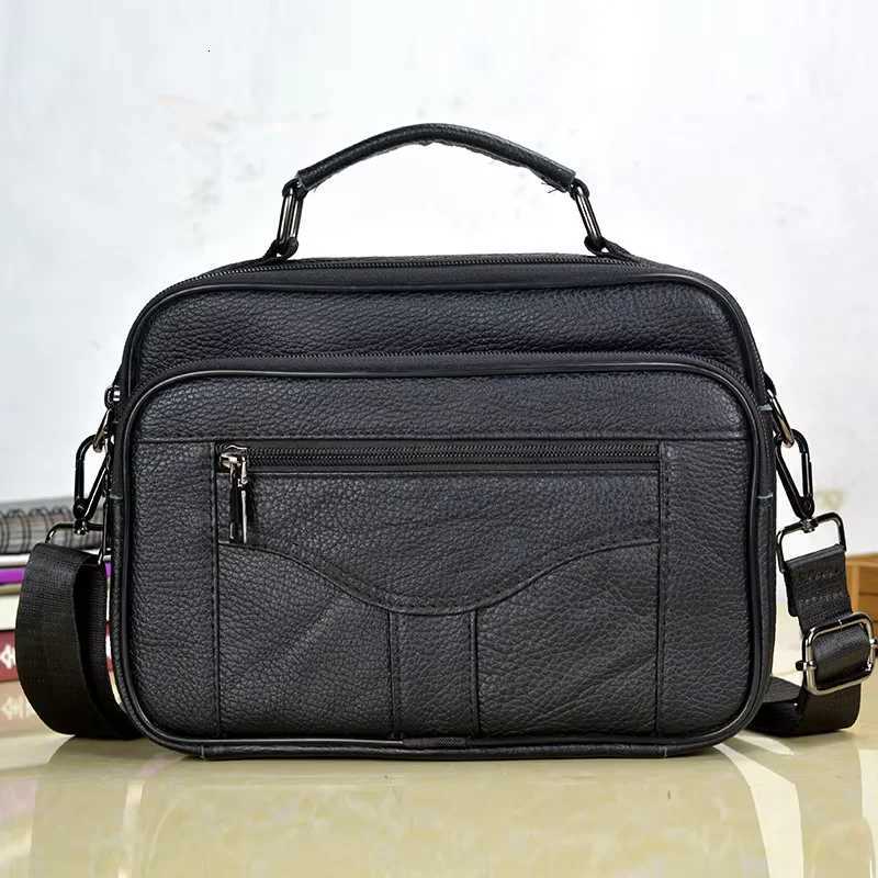 Briefcases Small Men's Genuine Leather Shoulder Bag Male Natural Leather Handbag Travel Messenger Crossbody Tote for Tablet H260923