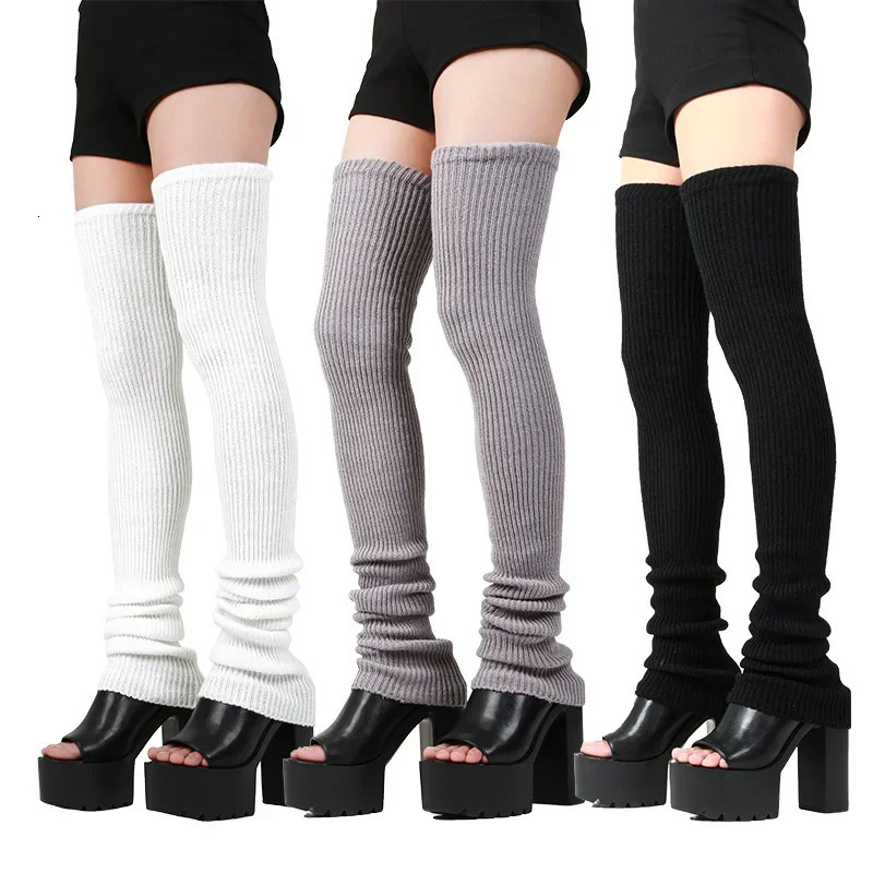 Lengthened Midhigh Warm Knee Socks Leggings JK Knitted Leg Warmers Multicolor Lolita Women Over The Knee Home Winter Long Socks 260924